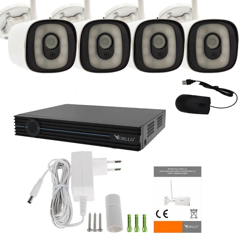 Zestaw do Monitoringu 4 Kamery WIFI IP Zewnętrzne 6MPX Tubowe ORLLO TZ4 PRO