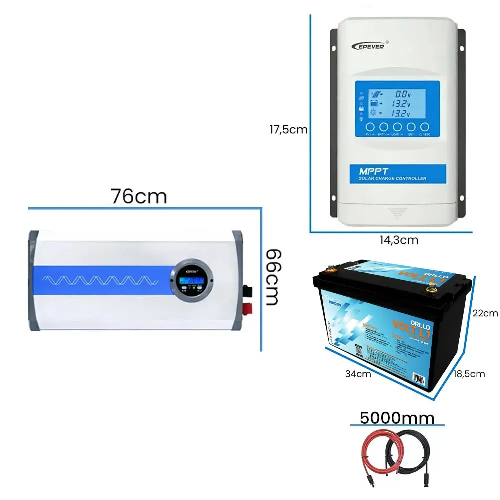 Zestaw Fotowoltaiczny na Działkę Akumulator ORLLO 100Ah 500W do Samodzielnego Montażu Off Grid