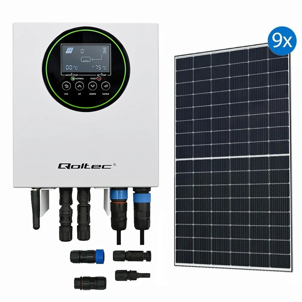 Zestaw Solarny do Grzania Wody Przetwornica Solarna Qoltec Solar Boost 9 Paneli Fotowoltaicznych Selfa 4KW