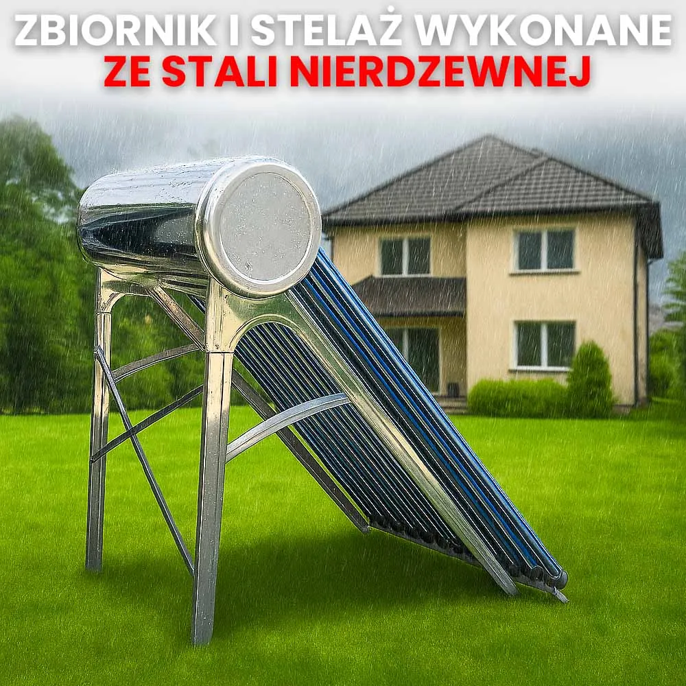Kolektor Słoneczny 200L Podgrzewacz Wody Ciśnieniowy Stal Nierdzewna 20 Rur