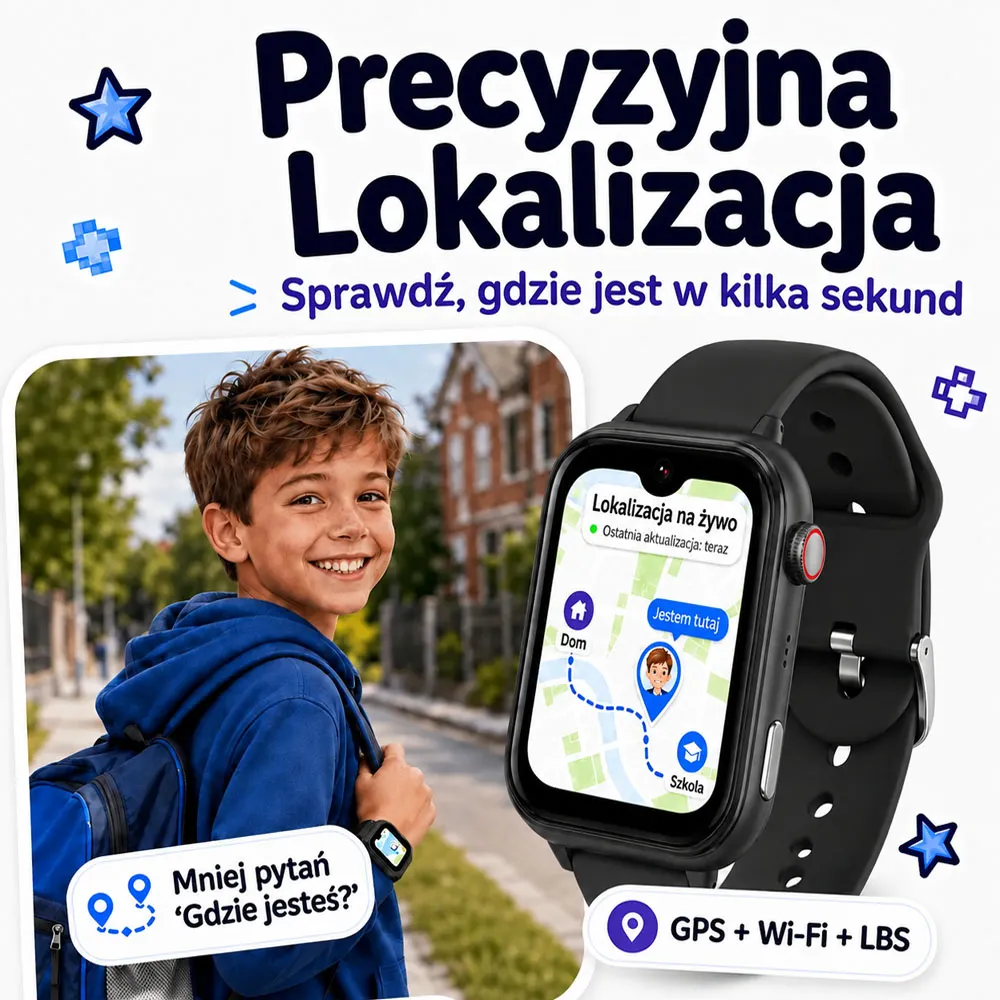Smartwatch zegarek dla dzieci z GPS 4G ORLLO SMARTIE BLACK
