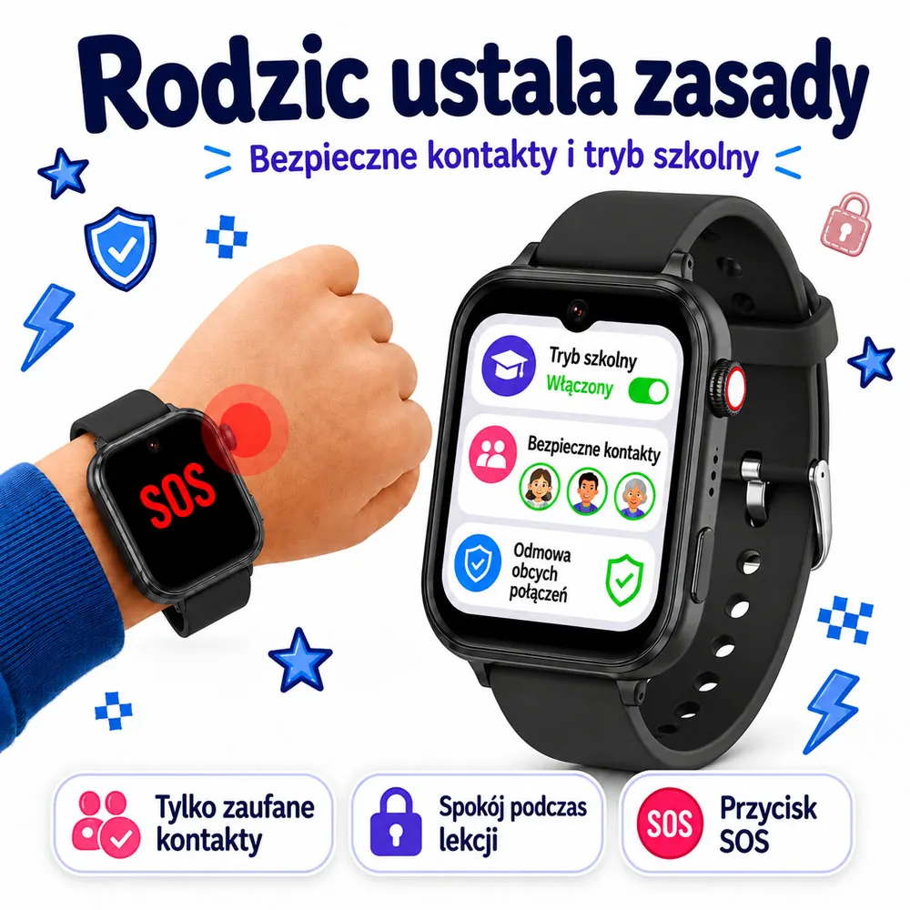 Smartwatch zegarek dla dzieci z GPS 4G ORLLO SMARTIE BLACK