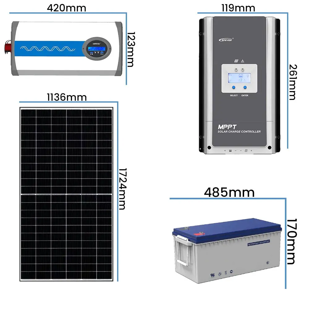 Off Grid Zestaw Fotowoltaiczny do Grzania Wody 2 Akumulatory 2 Panele Solarne