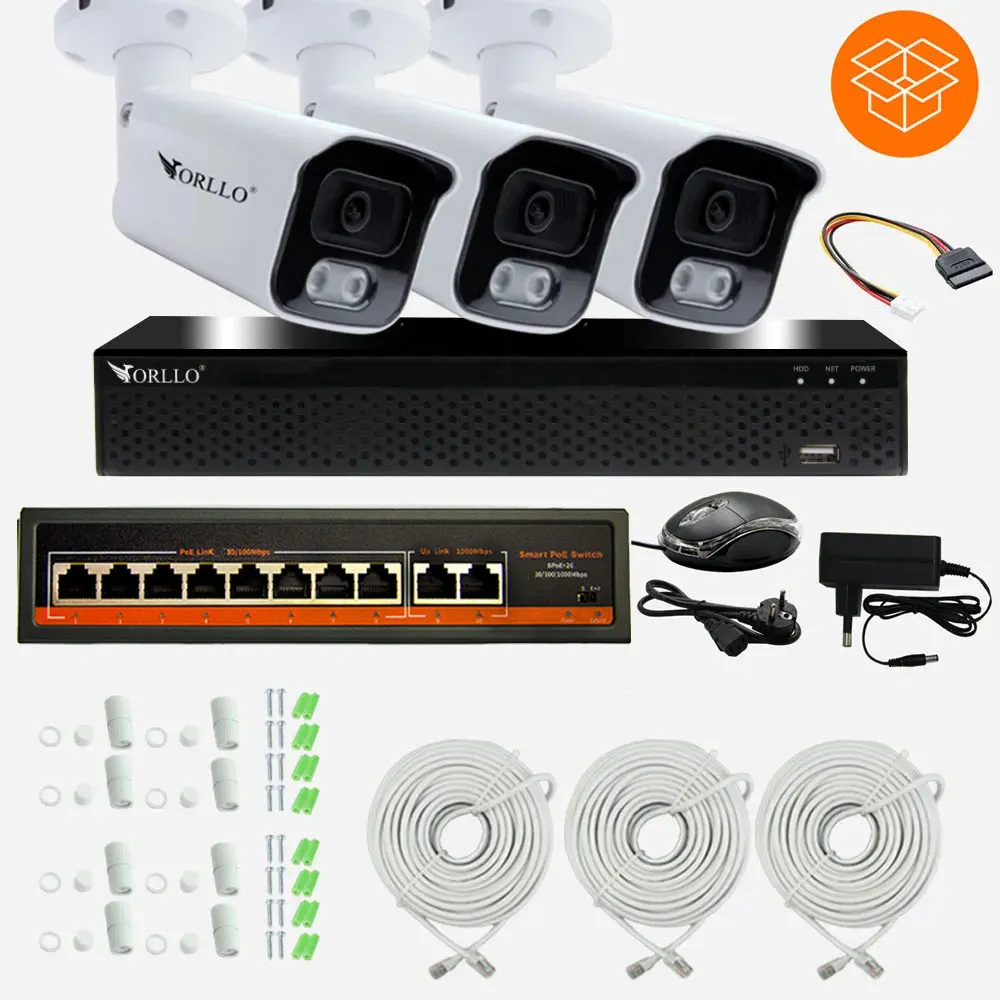 Zestaw do Monitoringu 3 Kamery 5Mpx ORLLO POESET 4