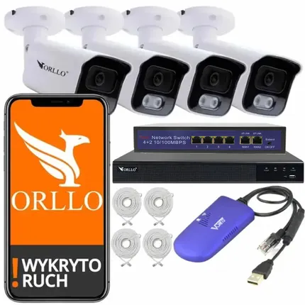 zestaw kamer poe ip z nagrywarką switch do monitoringu domu orllo.pl adapterem wifi