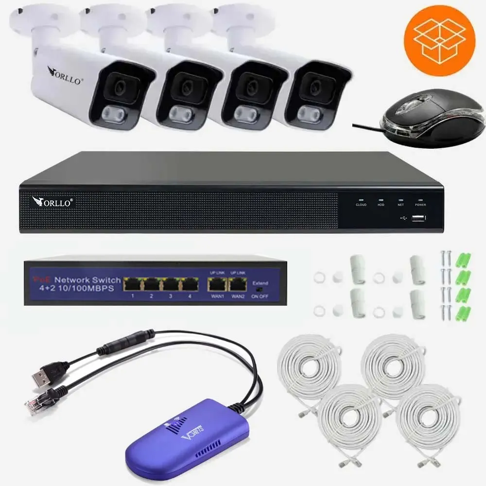 Zestaw WiFi PoE do Monitoringu 4 Kamery 5Mpx ORLLO POESET 4 + Adapter WiFI