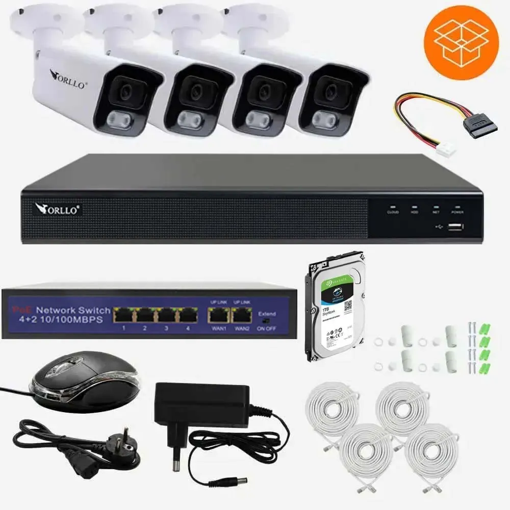 Zestaw do Monitoringu 4 Kamery 5Mpx ORLLO POESET 4 DYSK 1TB