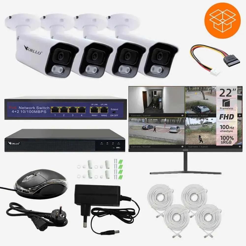 Zestaw do Monitoringu 4 Kamery 5Mpx Monitor ORLLO POESET 4