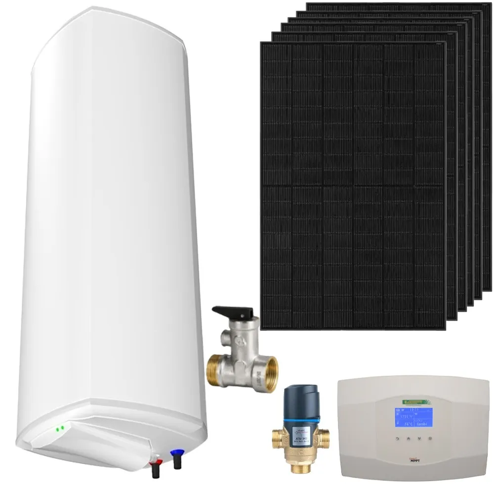 Zestaw Solarny do Grzania Wody Bojler Hybrydowy 120L MPPT Panele Fotowoltaiczne OFF-GRID OUTLET IDEALNY