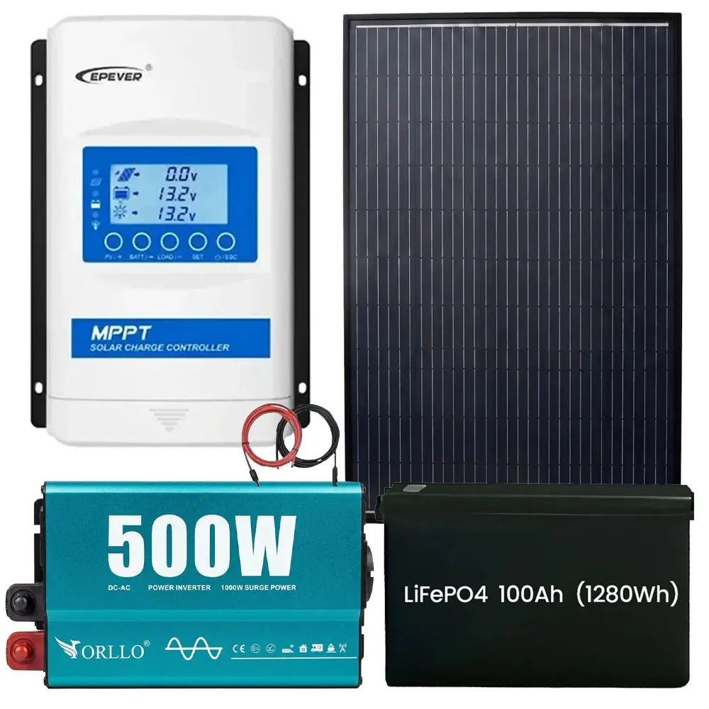 Zestaw Fotowoltaiczny na Działkę Akumulator ORLLO 100Ah 500W do Samodzielnego Montażu Off Grid