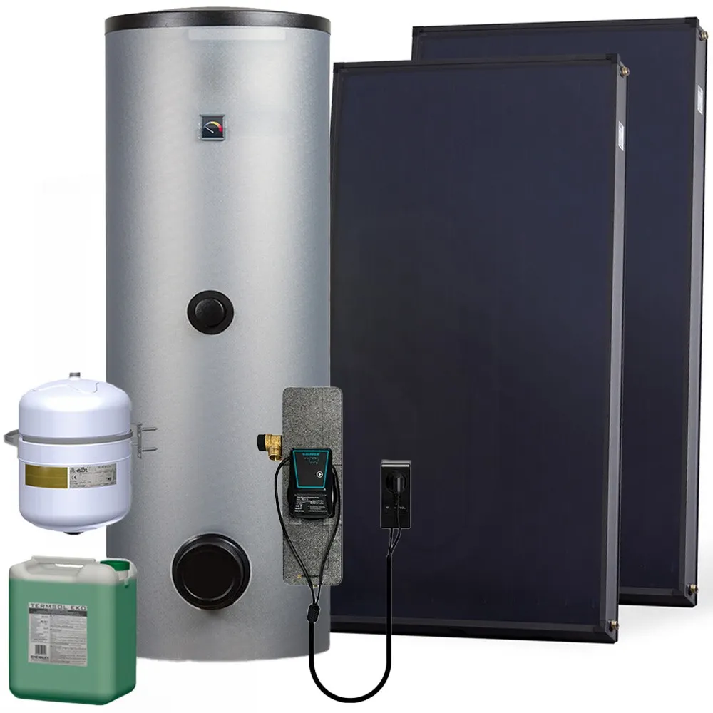 Zestaw Solarny do Grzania Wody Podgrzewacz Wody Bojler Hewalex 200L 2 Kolektory Słoneczne