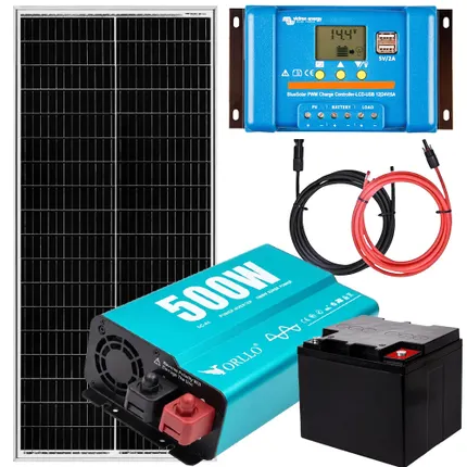 off-grid zestaw fotowoltaiczny do działki panel fotowoltaiczny 90W przetwornica napięcia 300W