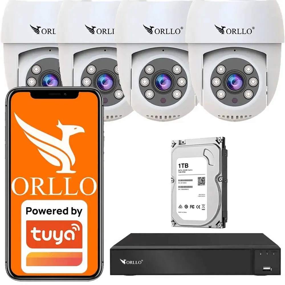 Zestaw 4 kamer WiFi zewnętrznych obrotowych ORLLO TZ2 PRO 4Mpx