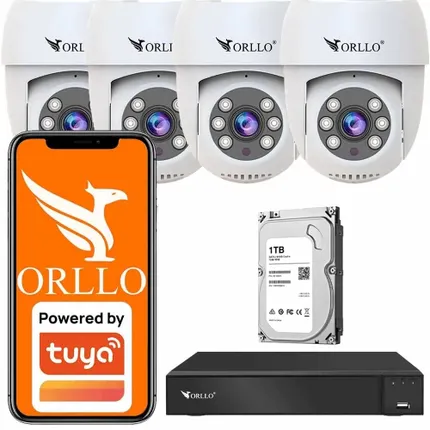 Zestaw 4 kamer WiFi zewnętrznych obrotowych ORLLO TZ2 PRO 4Mpx