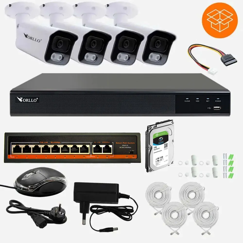 Zestaw do Monitoringu 4 Kamery 5Mpx ORLLO POESET 4 DYSK 1TB