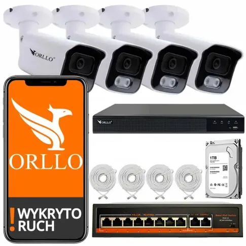 zestaw kamer poe ip z nagrywarką switch do monitoringu domu orllo.pl