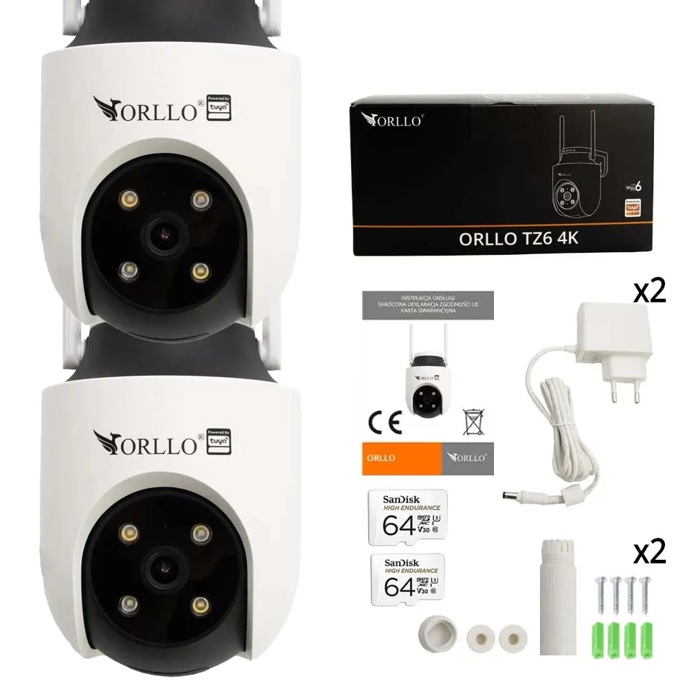 Zestaw Kamer WiFi IP Zewnętrzna Obrotowa ORLLO TZ6 4K