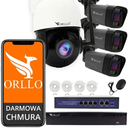 zestaw kamer do monitoringu bezprzewodowe obrotowe kopułkowe kamery wifi ip kamer poe orllo.pl