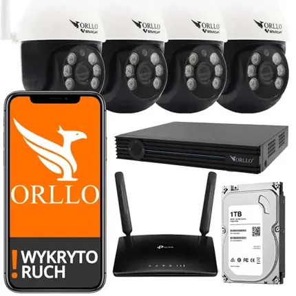 zestaw kamer zewnętrznych do monitoringu z nagrywarką nvr dyskiem hdd router tenda orllo.pl