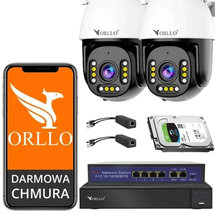Zestaw 2x Kamera ORLLO Z9 ULTRA + Splitter PoE + Rejestrator WiFi NVR1 + Switch PoE SW1 + Dysk 1TB