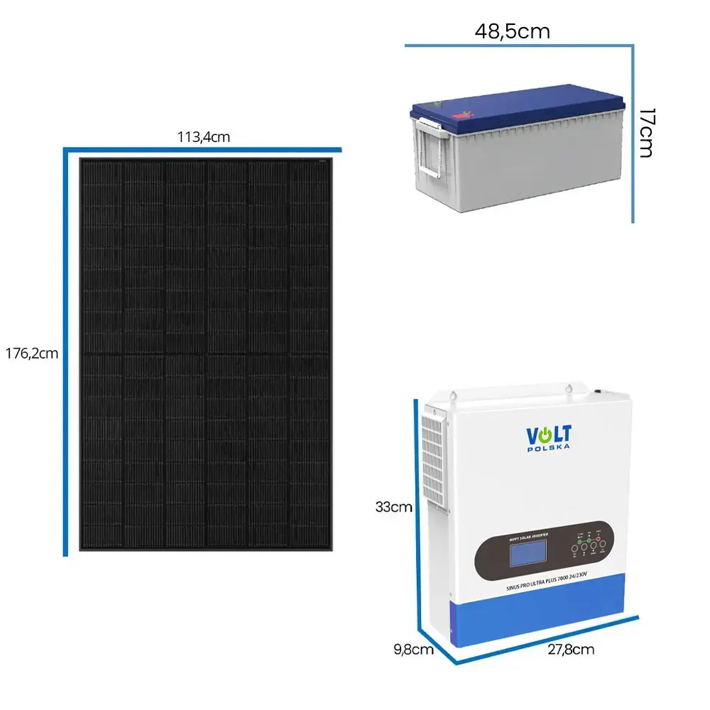Zestaw Fotowoltaiczny 3500W Magazyn Energii Inwerter Solarny UPS 5 Paneli Solarnych