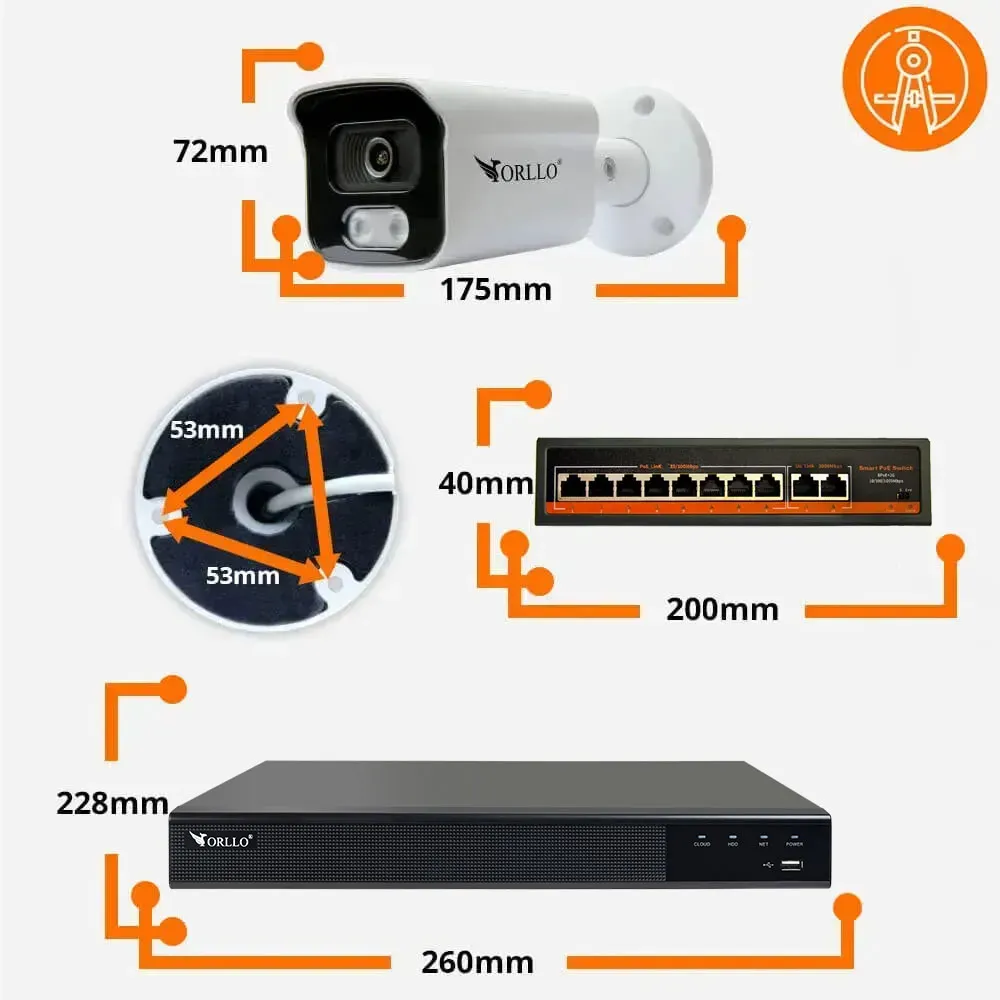 Zestaw do Monitoringu 4 Kamery 5Mpx ORLLO POESET 4 DYSK 1TB