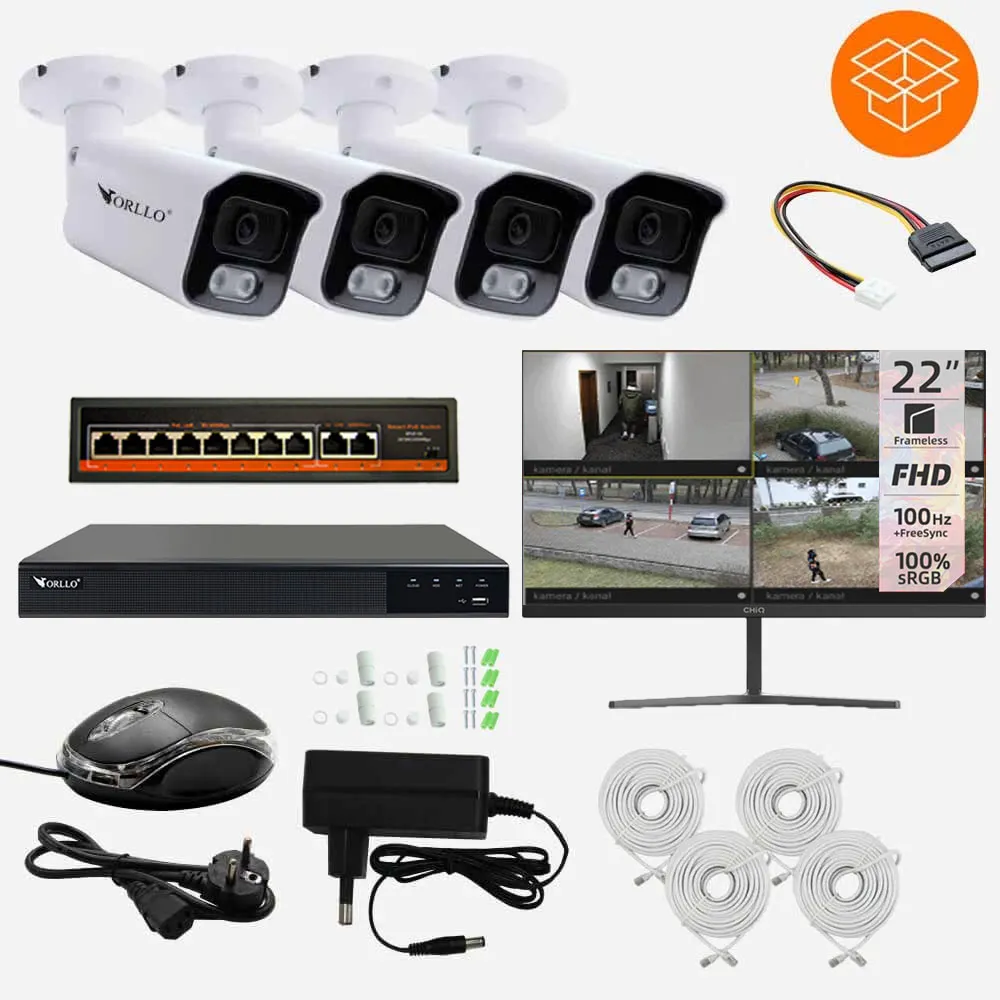 Zestaw do Monitoringu 4 Kamery 5Mpx Monitor ORLLO POESET 4