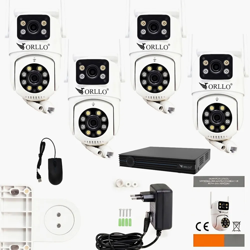 Zestaw 4 Kamery WiFi IP Zewnętrzne Obrotowe 4K AI ORLLO TZ19 DUAL Nagrywarka