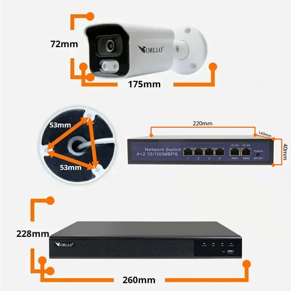 Zestaw do Monitoringu 4 Kamery 5Mpx ORLLO POESET 4