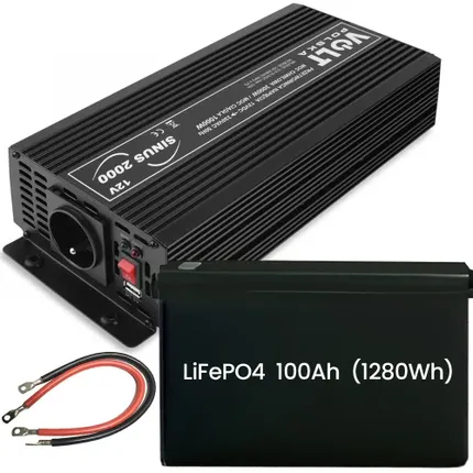 Zestaw magazyn energii ORLLO LiFePO4 12V 100Ah z przetwornicą sinus 1000W off-grid