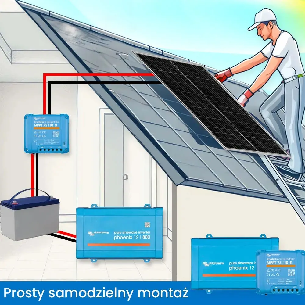 Off Grid Zestaw Fotowoltaiczny Magazyn Energii Przetwornica Panel Solarny Victron 100Ah
