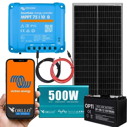 Off Grid Zestaw Fotowoltaiczny Magazyn Energii Przetwornica Panel Solarny Victron 100Ah