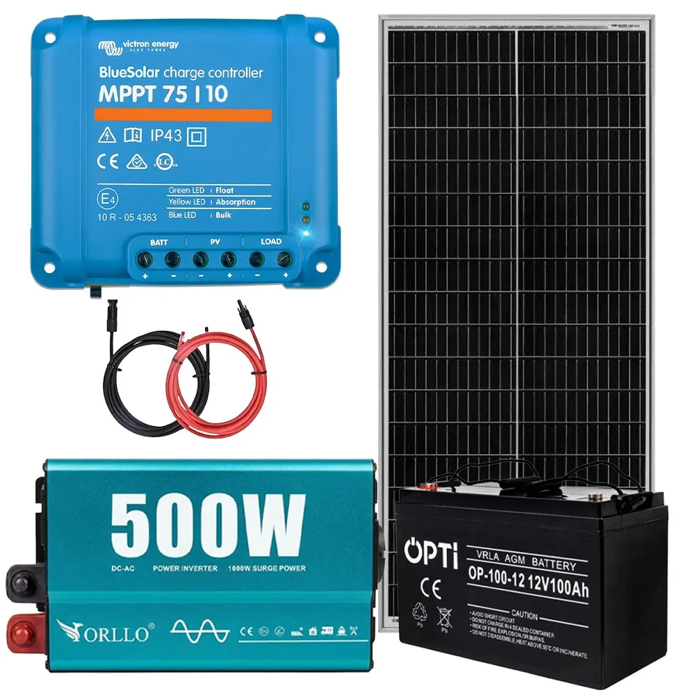 Zestaw Fotowoltaiczny Magazyn Energii Przetwornica 500W Panel Solarny Akumulator 100Ah