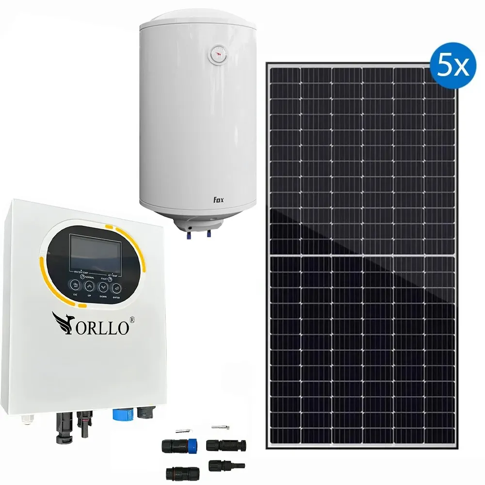 Zestaw Solarny do Grzania Wody Przetwornica Solarna 5 Paneli Fotowoltaicznych 2,5KW Bojler 100L