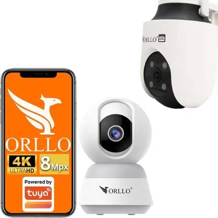 Zestaw 2 Kamery WiFi IP Zewnętrzna i Wewnętrzna ORLLO TZ6 4K i ORLLO TW1