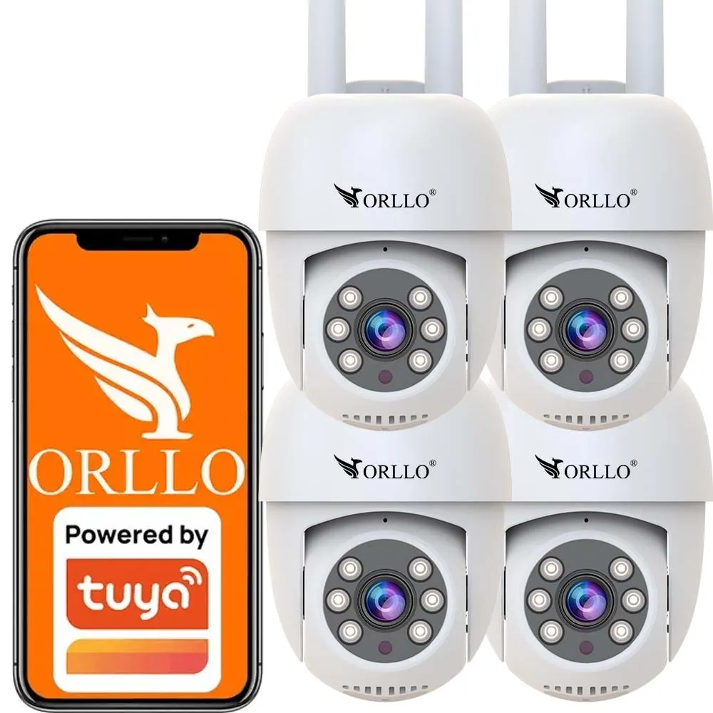 Zestaw 4 Kamer WiFi IP Zewnętrznych Obrotowych 4Mpx ORLLO TZ2 PRO