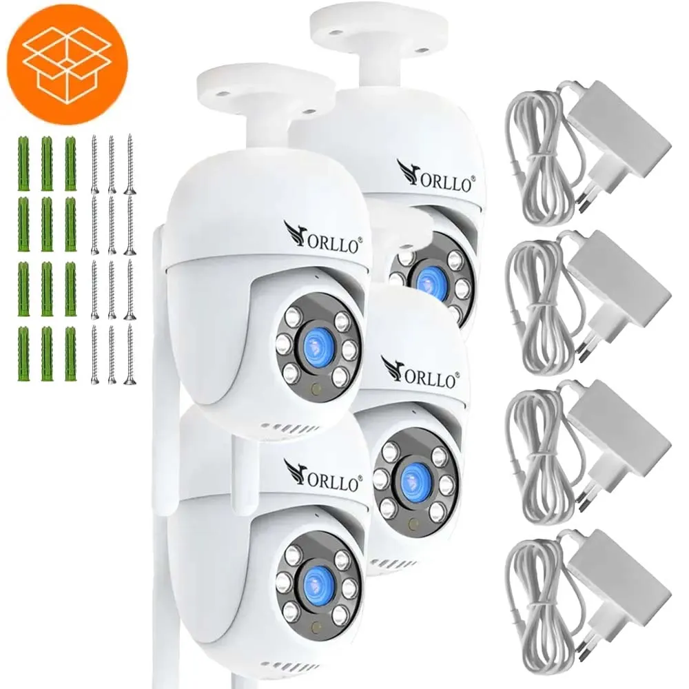 Zestaw 4 Kamer WiFi IP Zewnętrznych Obrotowych 4Mpx ORLLO TZ2 PRO