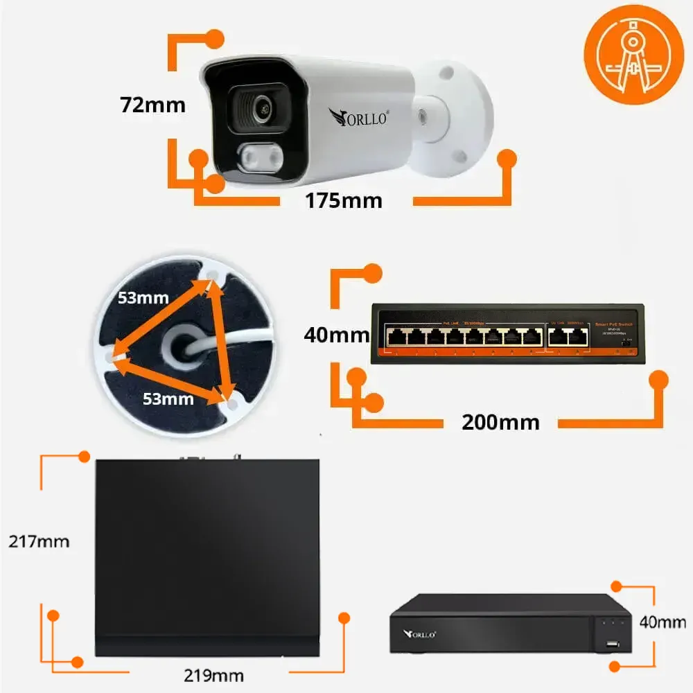 Zestaw do Monitoringu 6 Kamery 5Mpx ORLLO POESET 4