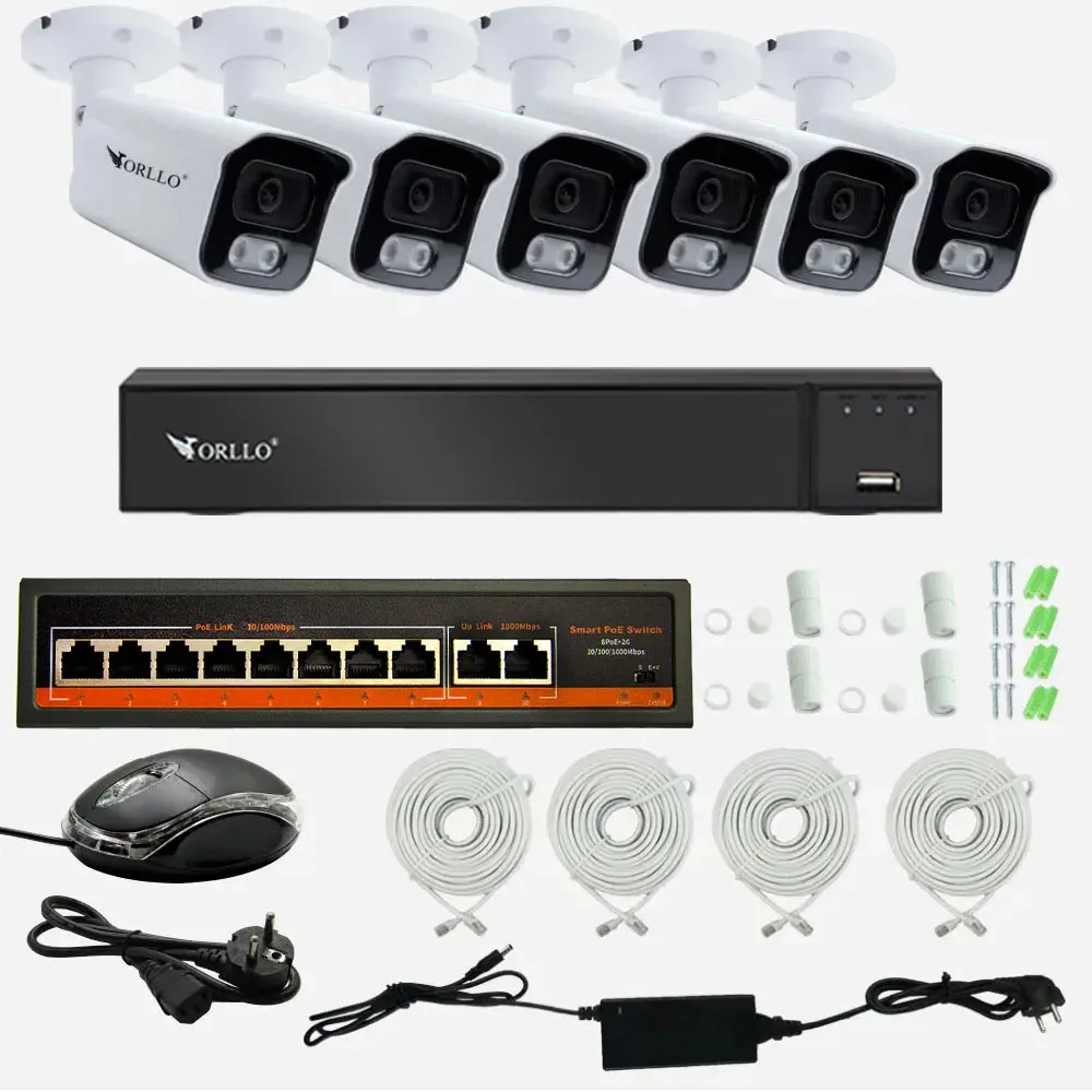 Zestaw do Monitoringu 6 Kamery 5Mpx ORLLO POESET 4