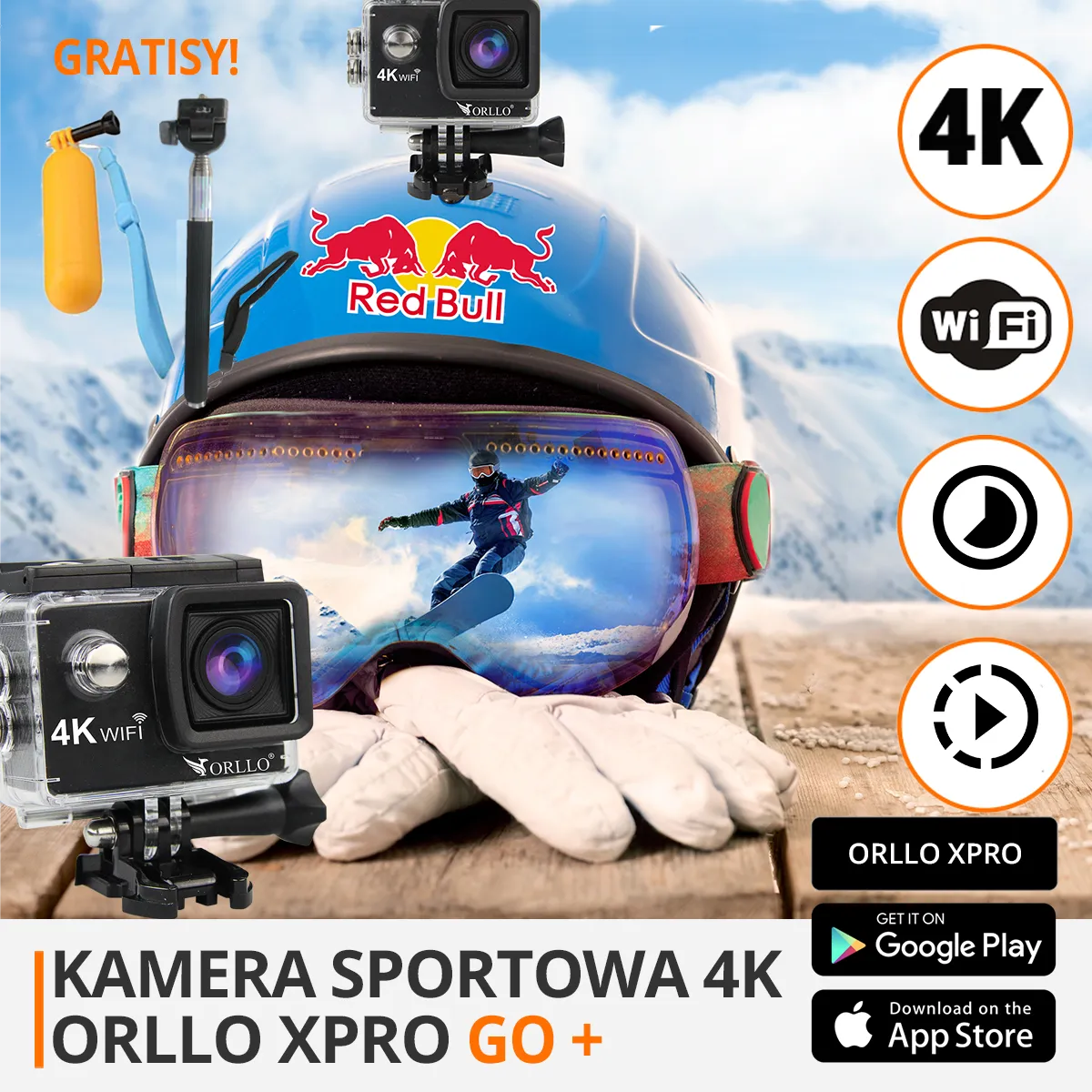 Kamera sportowa 4K xpro shark max stabilizacja