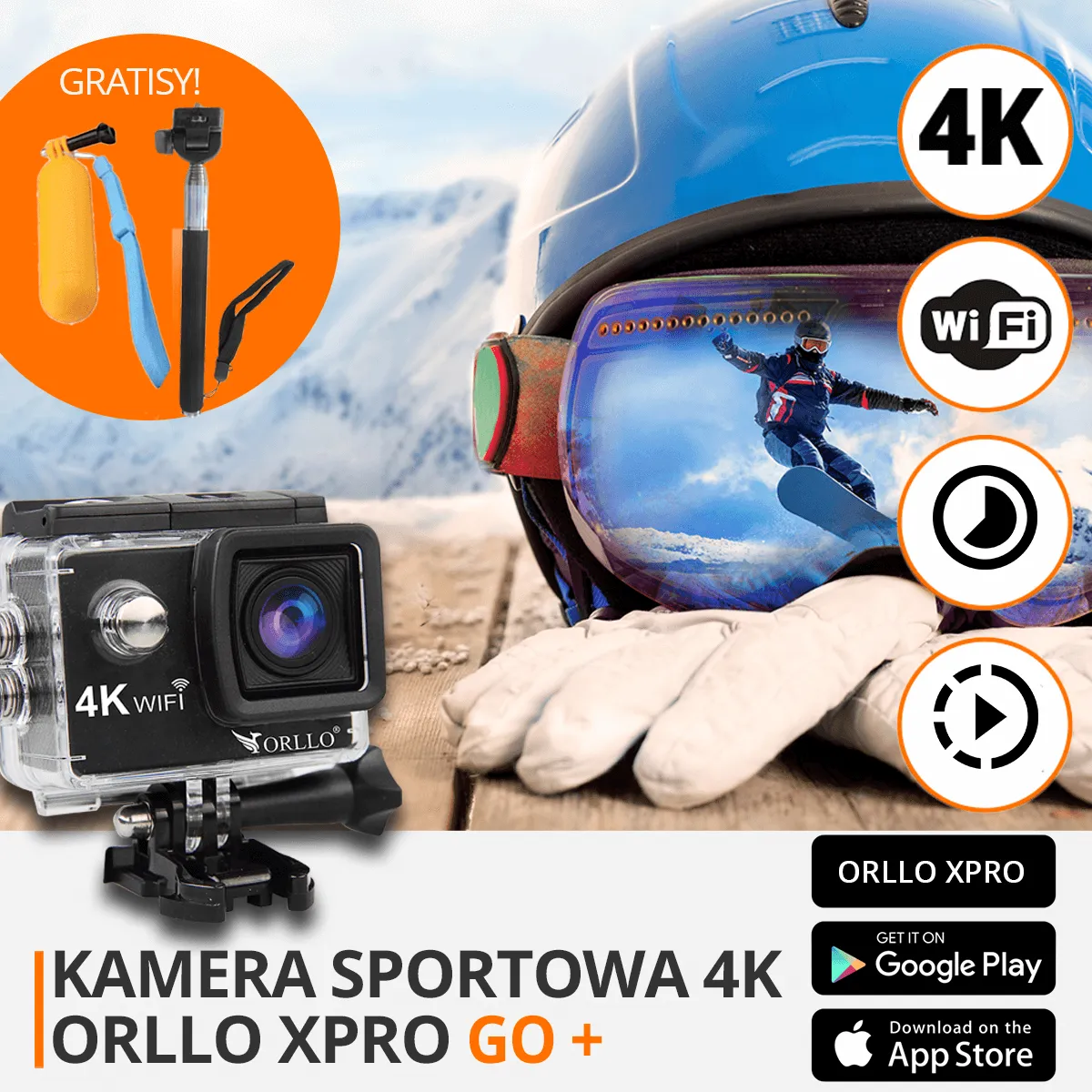 kamerka sportowa 4k XPRO GO funkcje