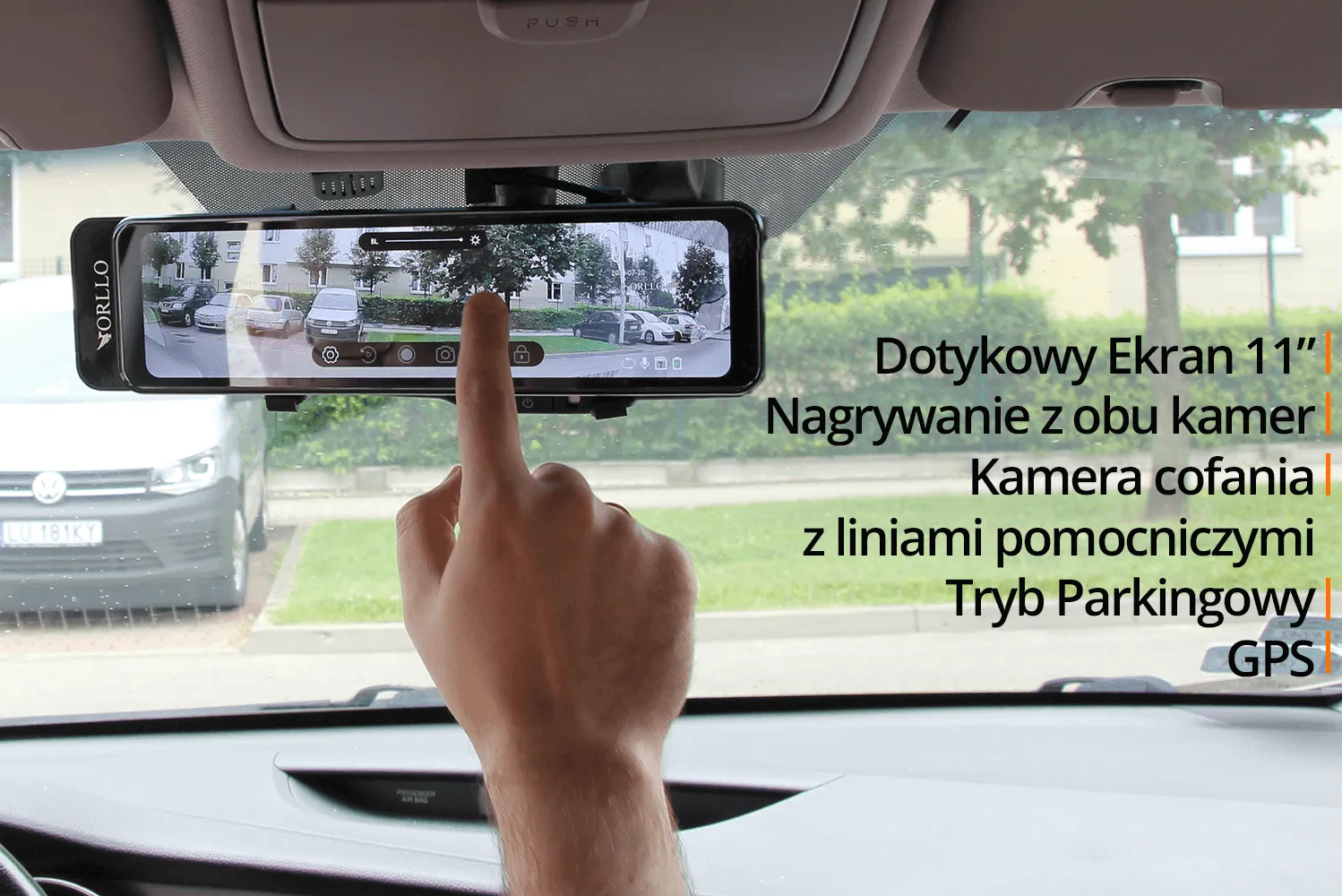 kamera samochodowa w lusterku przod tyl gps  orllo.pl